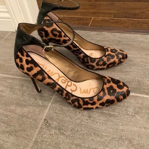 Leopard Print Ankle Strap Heels